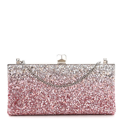 Jimmy Choo Coarse Glitter Celeste Clutch Pink Silver 1 of 9
