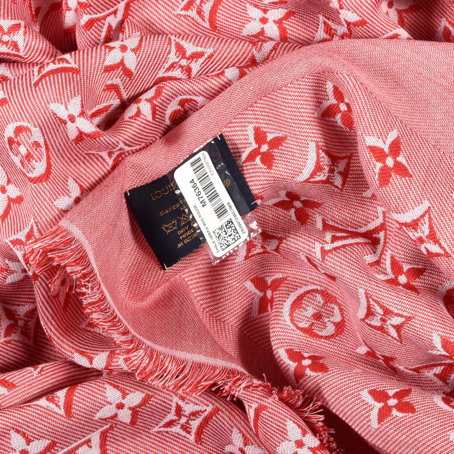 Louis Vuitton Silk Wool Monogram Umbra Shawl Rouge 3 of 3