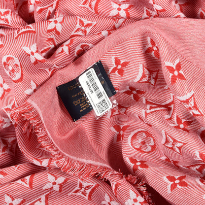 Louis Vuitton Silk Wool Monogram Umbra Shawl Rouge 3 of 3