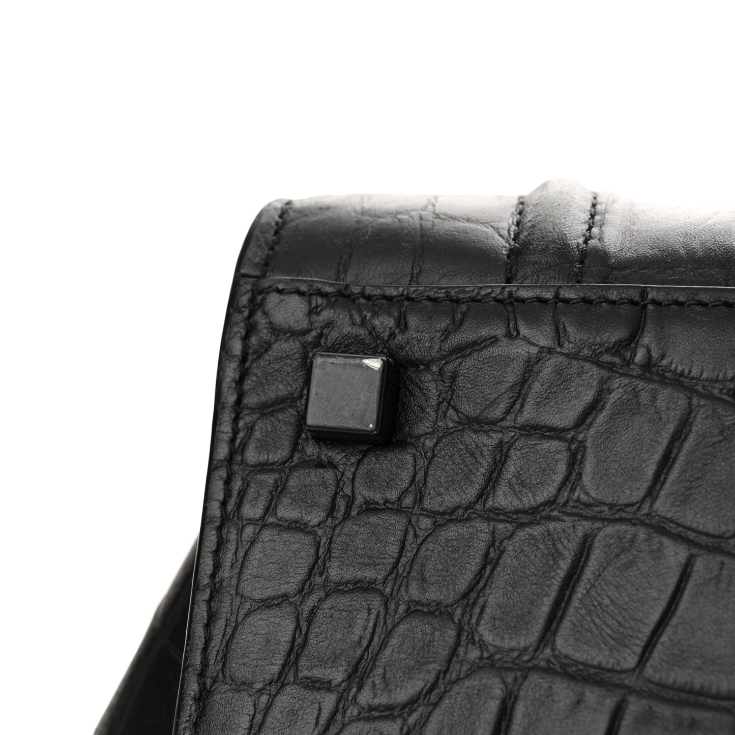 Crocodile Embossed Calfskin Medium Phantom Luggage Black