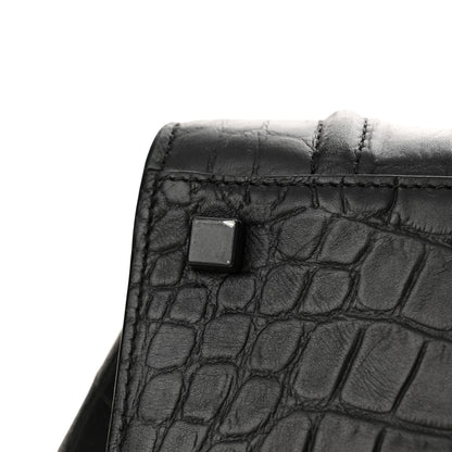 Celine Crocodile Embossed Calfskin Medium Phantom Luggage Black 13 of 16