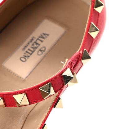 Valentino Garavani Pebbled Calfskin Rockstud Cage Ballerina Flats 37 Red 11 of 11