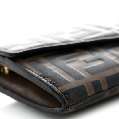 Fendi Vitello Soft F is Fendi Bi-Color FF 1974 Embossed Continental Envelope Wallet On Chain Maya Black 10 of 14