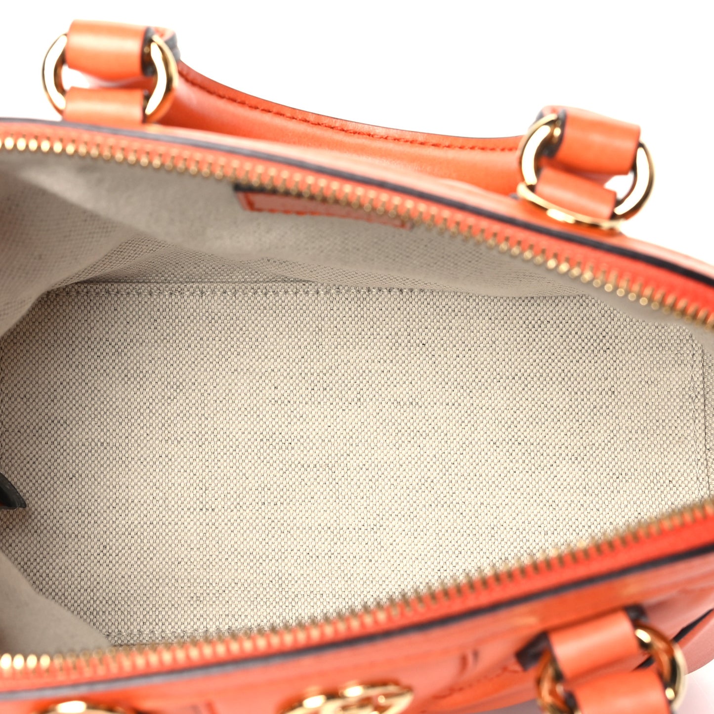 Calfskin GG Matelasse Mini Top Handle Bag Spring Orange Natural