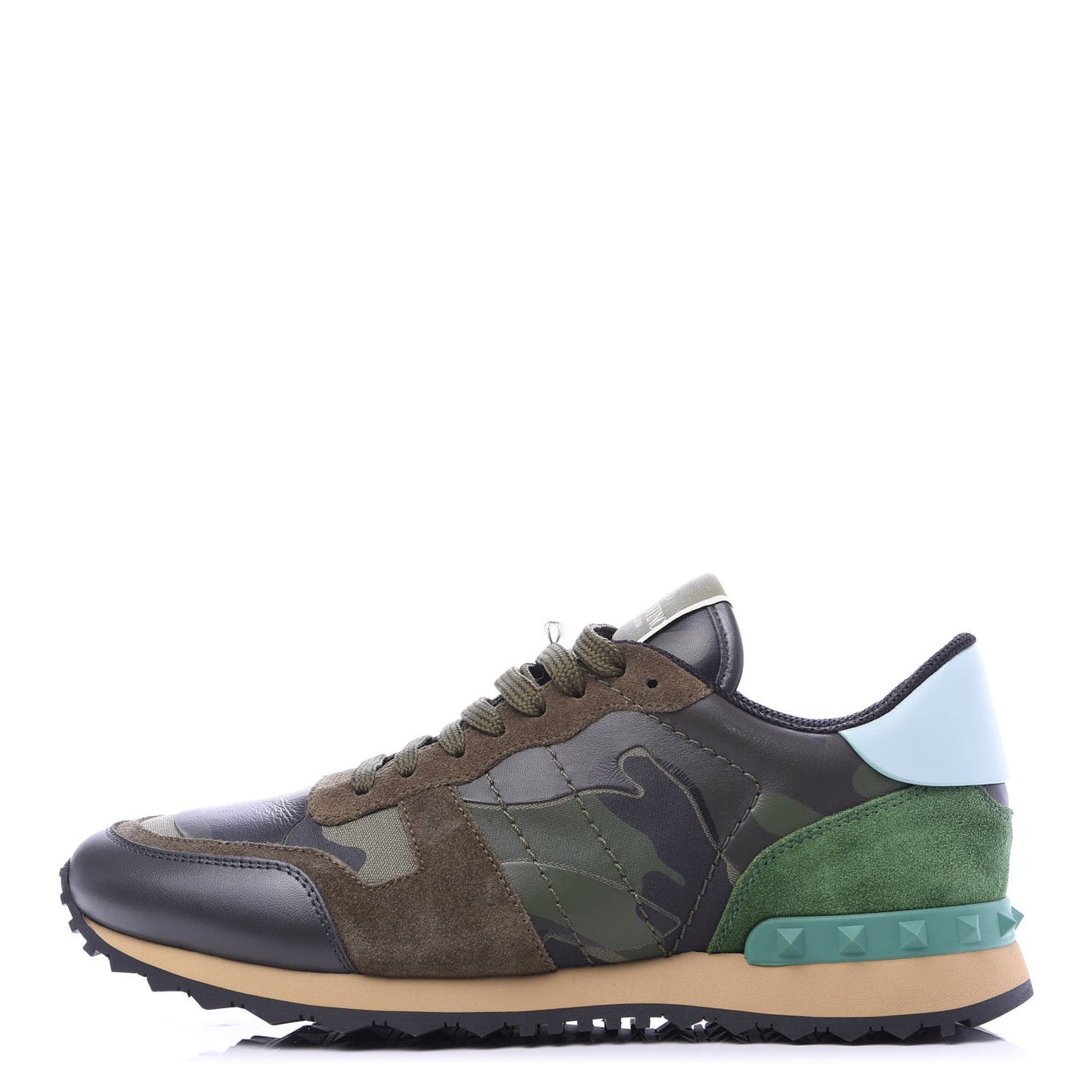 Nappa Fabric Suede Camouflage Mens Rockrunner Sneakers 41 Green Multicolor