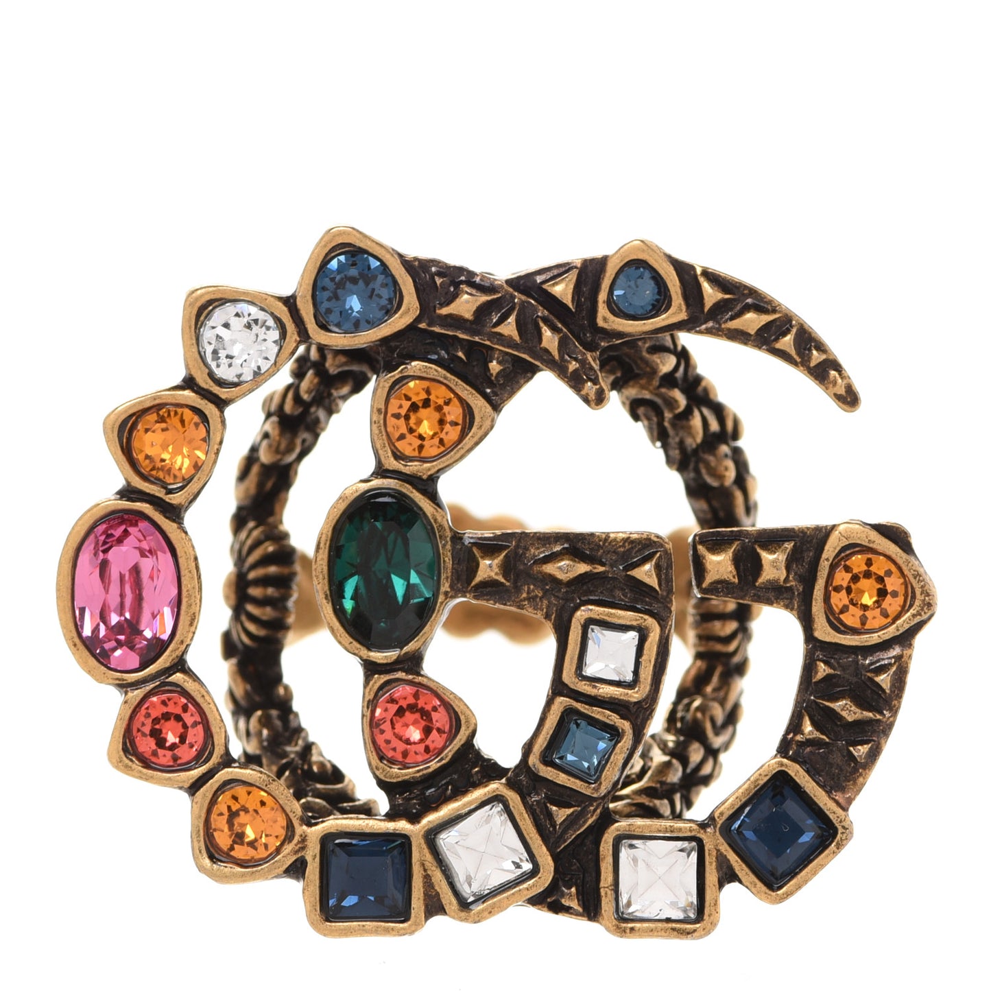 Crystal Double G Ring S Multicolor