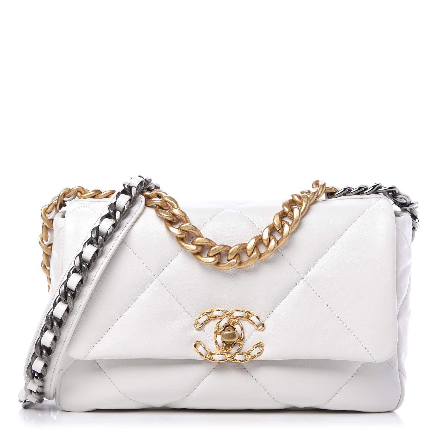 Chanel Goatskin Quilted Medium 19 Flap White 1 of 11