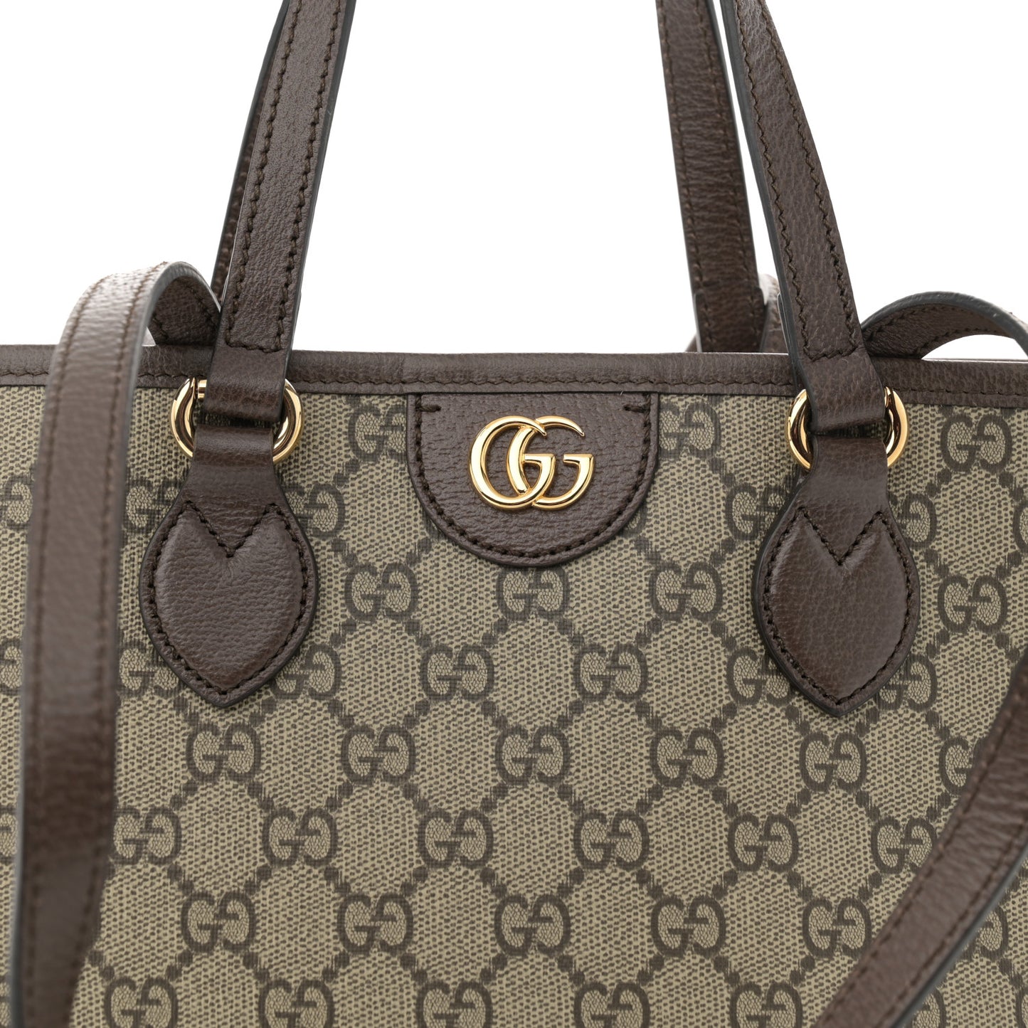 GG Supreme Monogram Textured Calfskin Small Ophidia Shoulder Tote Bag Beige Ebony New Acero