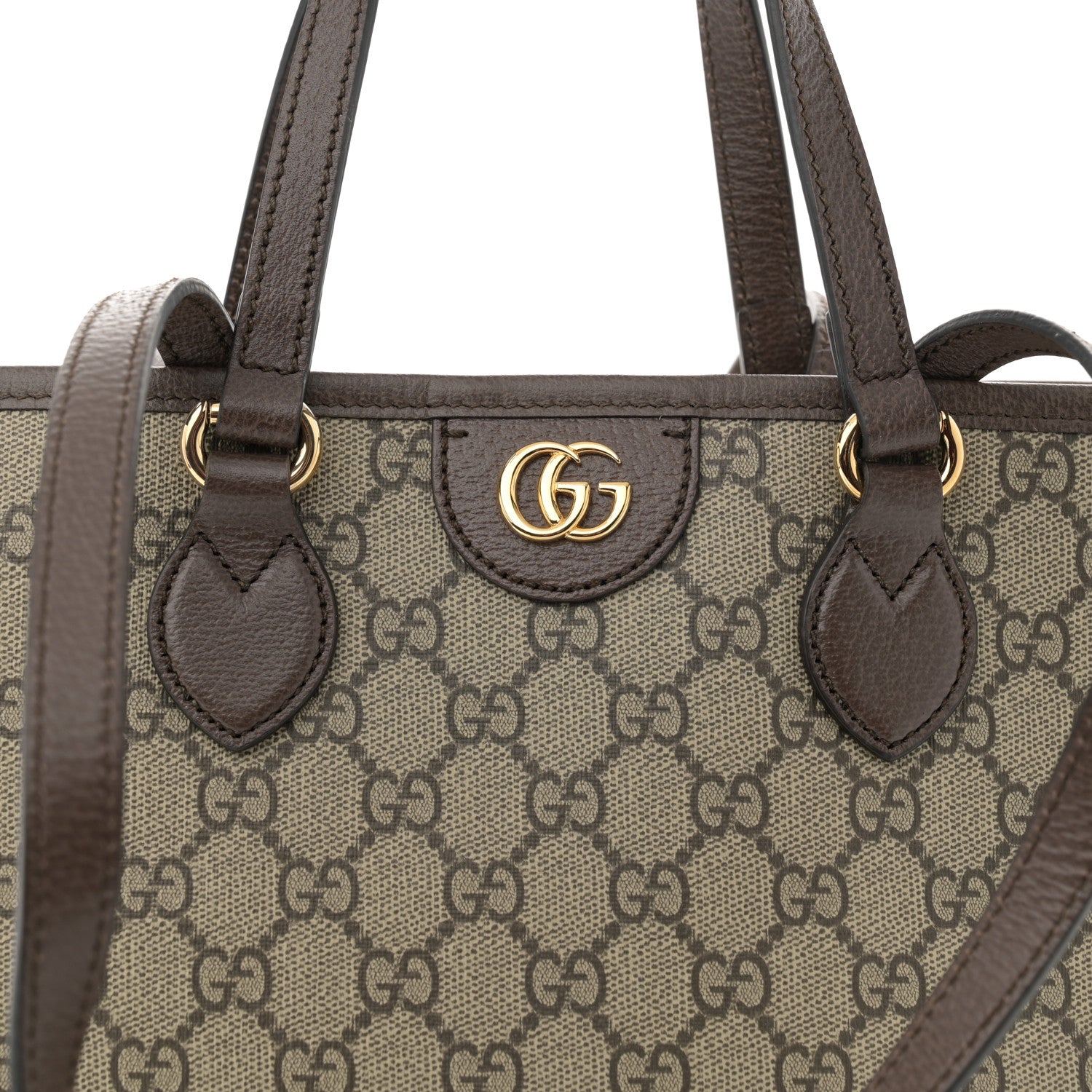 Gucci GG Supreme Monogram Textured Calfskin Small Ophidia Shoulder Tote Bag Beige Ebony New Acero 8 of 11