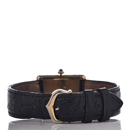 Cartier Sterling Silver Vermeil Alligator 23mm Must de Cartier Tank Quartz Watch Black 4 of 16