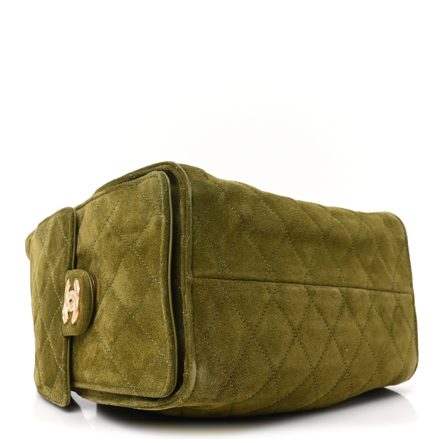 Chanel Suede Quilted Small Chanel 25 Handbag Khaki 1770931