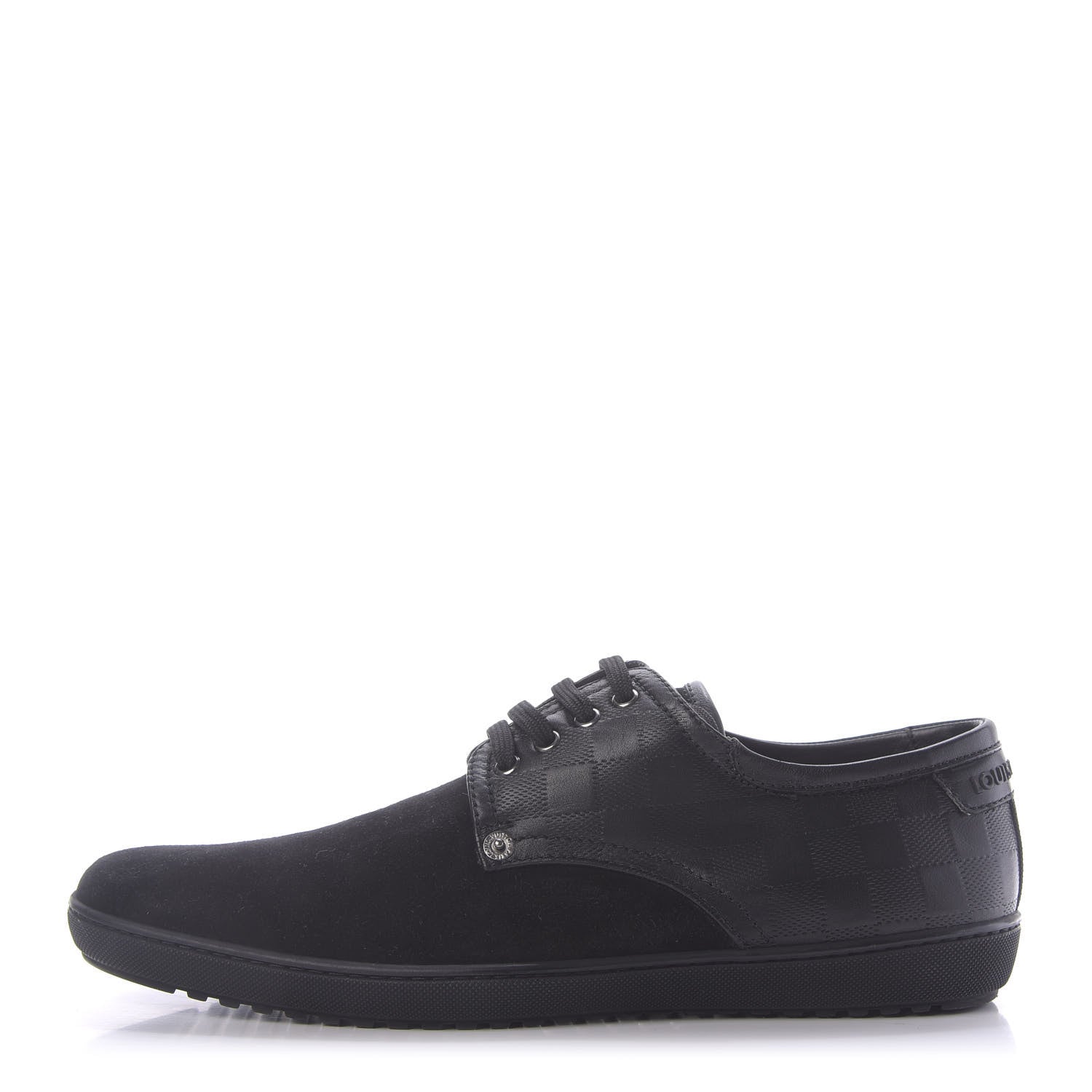 Louis Vuitton Damier Infini Suede Mens Team Derby Sneakers 8 Black 1 of 9