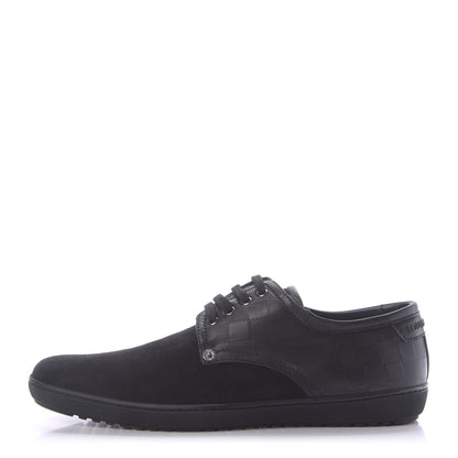 Louis Vuitton Damier Infini Suede Mens Team Derby Sneakers 8 Black 1 of 9