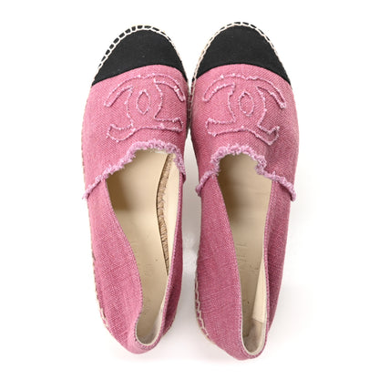 Chanel Linen CC Espadrilles 41 Pink Black 2 of 9