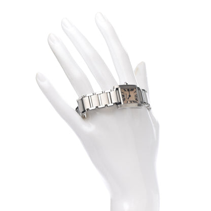 Cartier Stainless Steel Pink Mother of Pearl 20mm Tank Francaise Quartz Watch 2 of 6