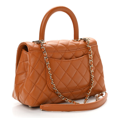 Chanel Caviar Quilted Mini Coco Handle Flap Light Brown 3 of 10