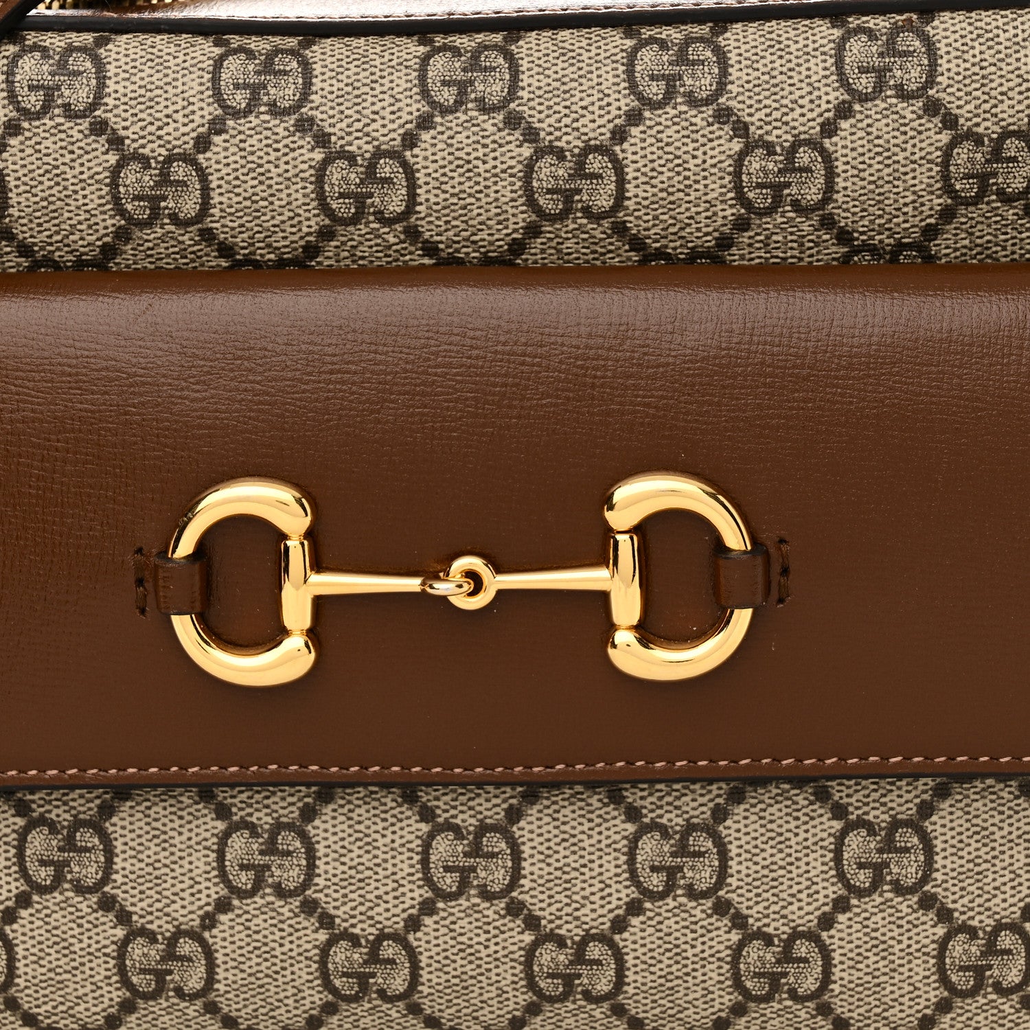 Gucci GG Supreme Monogram Small Horsebit 1955 Shoulder Bag Beige Brown Sugar 8 of 14