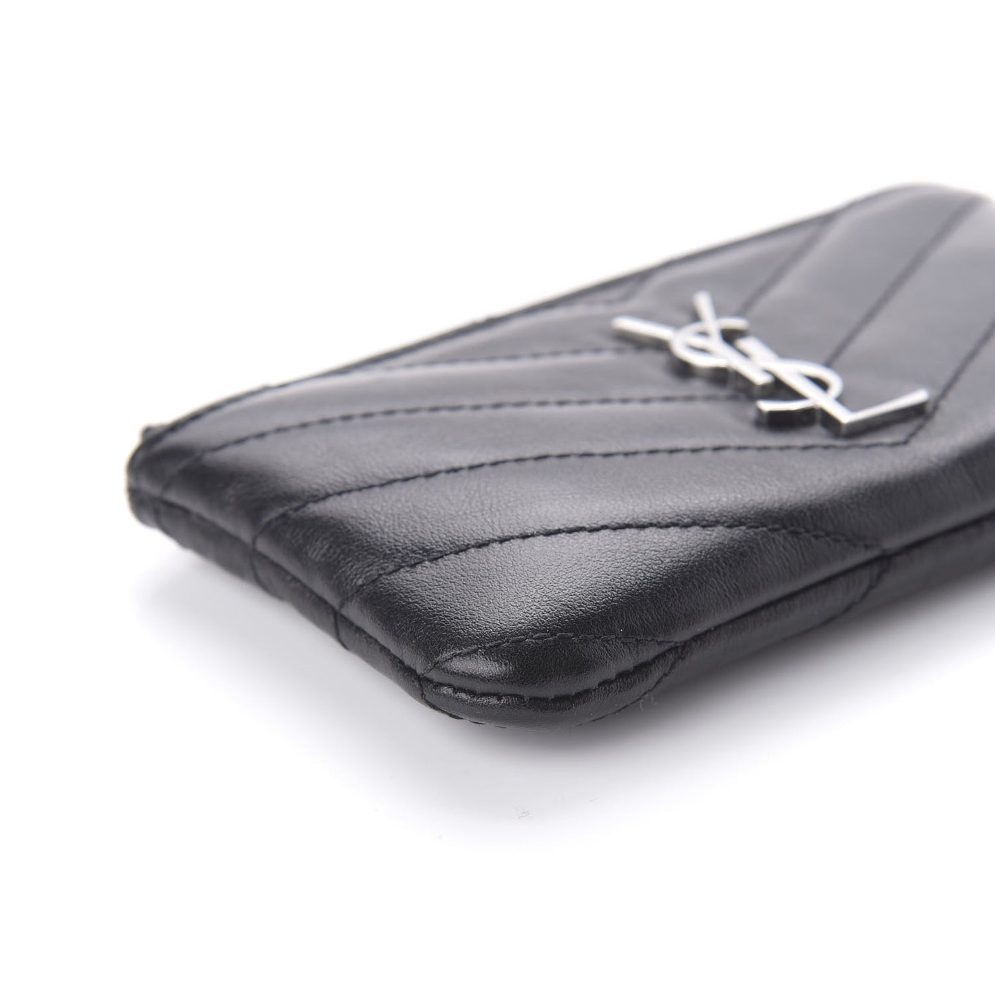 Calfskin Matelasse Monogram Key Pouch Black