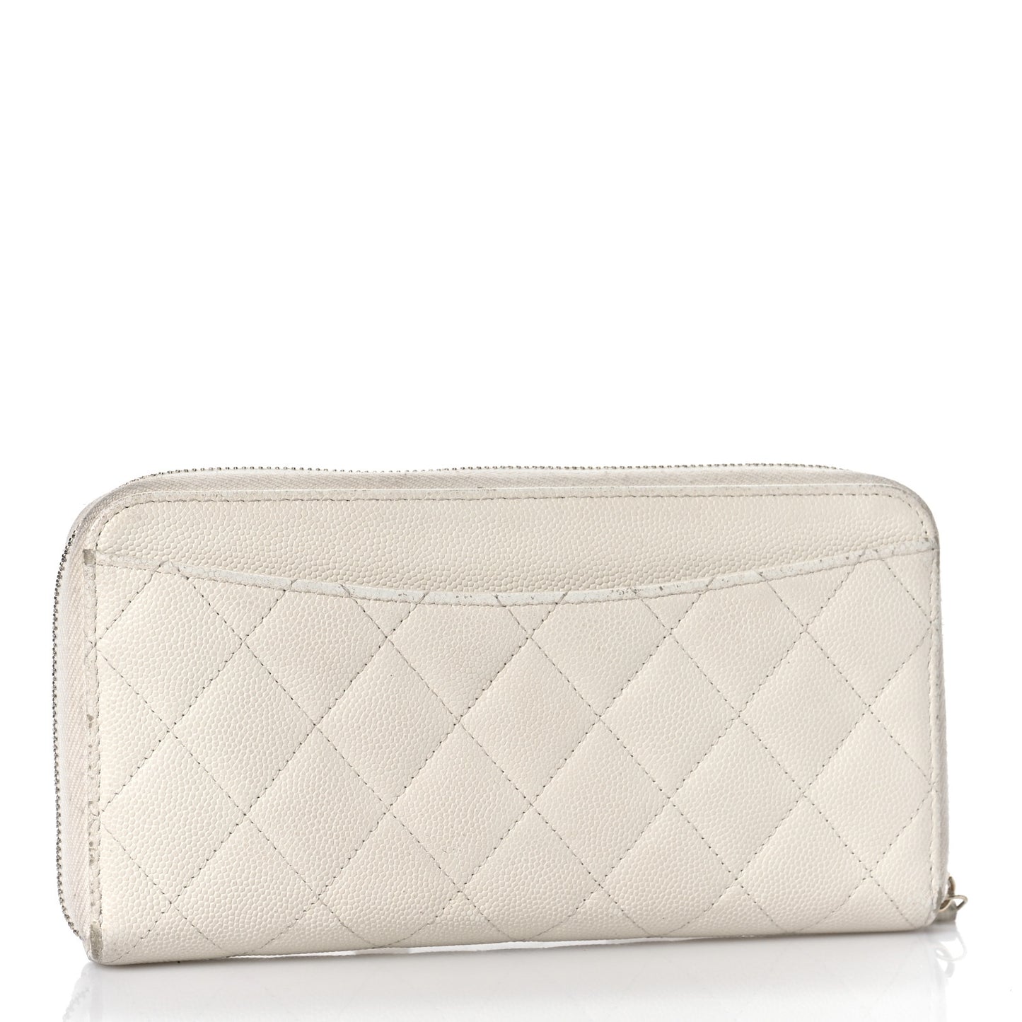 Caviar Quilted Large Gusset Zip Around Wallet White