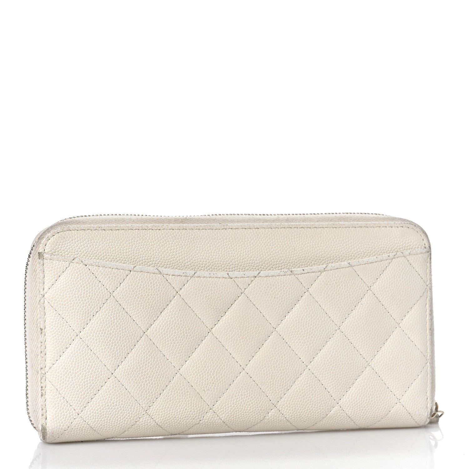 Chanel Caviar Quilted Large Gusset Zip Around Wallet White 3 of 20