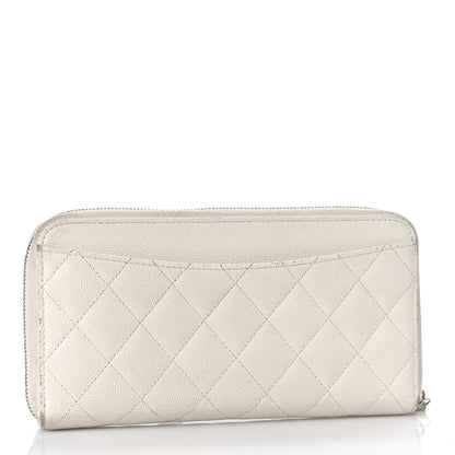 Chanel Caviar Quilted Large Gusset Zip Around Wallet White 3 of 20
