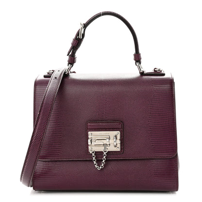 Dolce & Gabbana Lizard Calfskin Embossed Medium Monica Top Handle Bag Purple 1 of 10