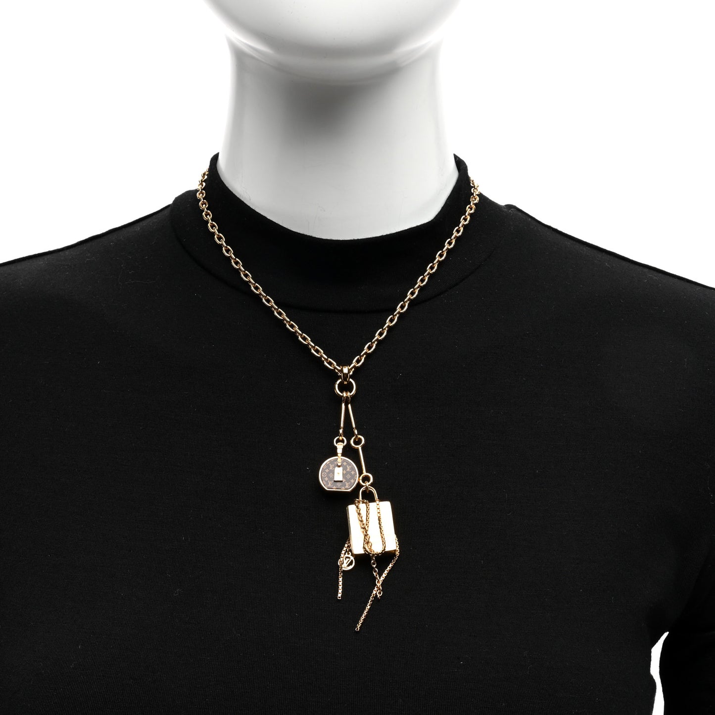 Metal Mini Boite Chapeau Pendant Necklace Gold