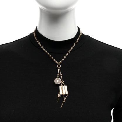 Louis Vuitton Metal Mini Boite Chapeau Pendant Necklace Gold 3 of 4