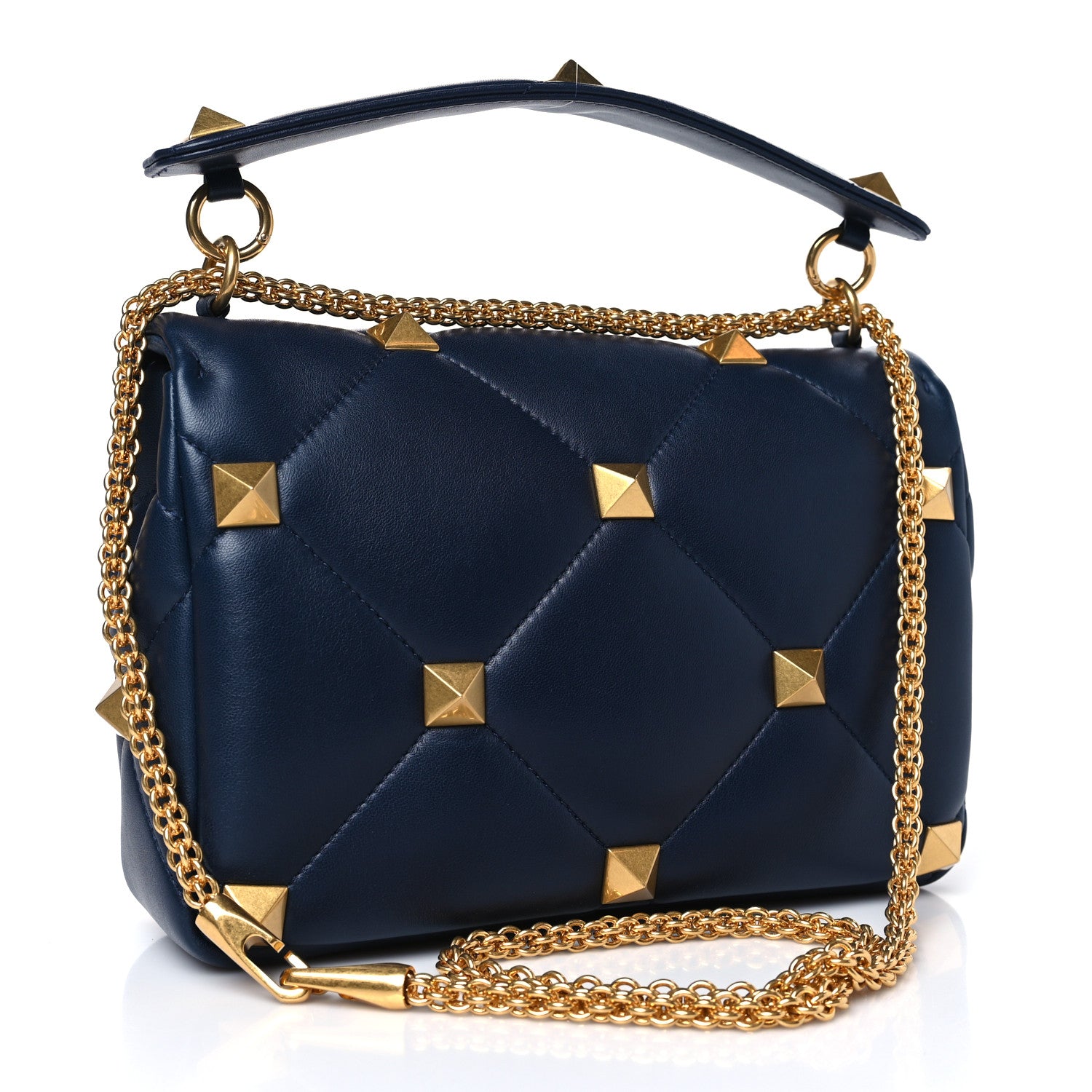 Valentino Garavani Nappa Large Roman Stud Shoulder Bag Marine 3 of 8