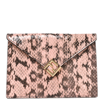 Fendi Snakeskin F is Fendi Medium Flat Envelope Pouch Rose Oro 1 of 8