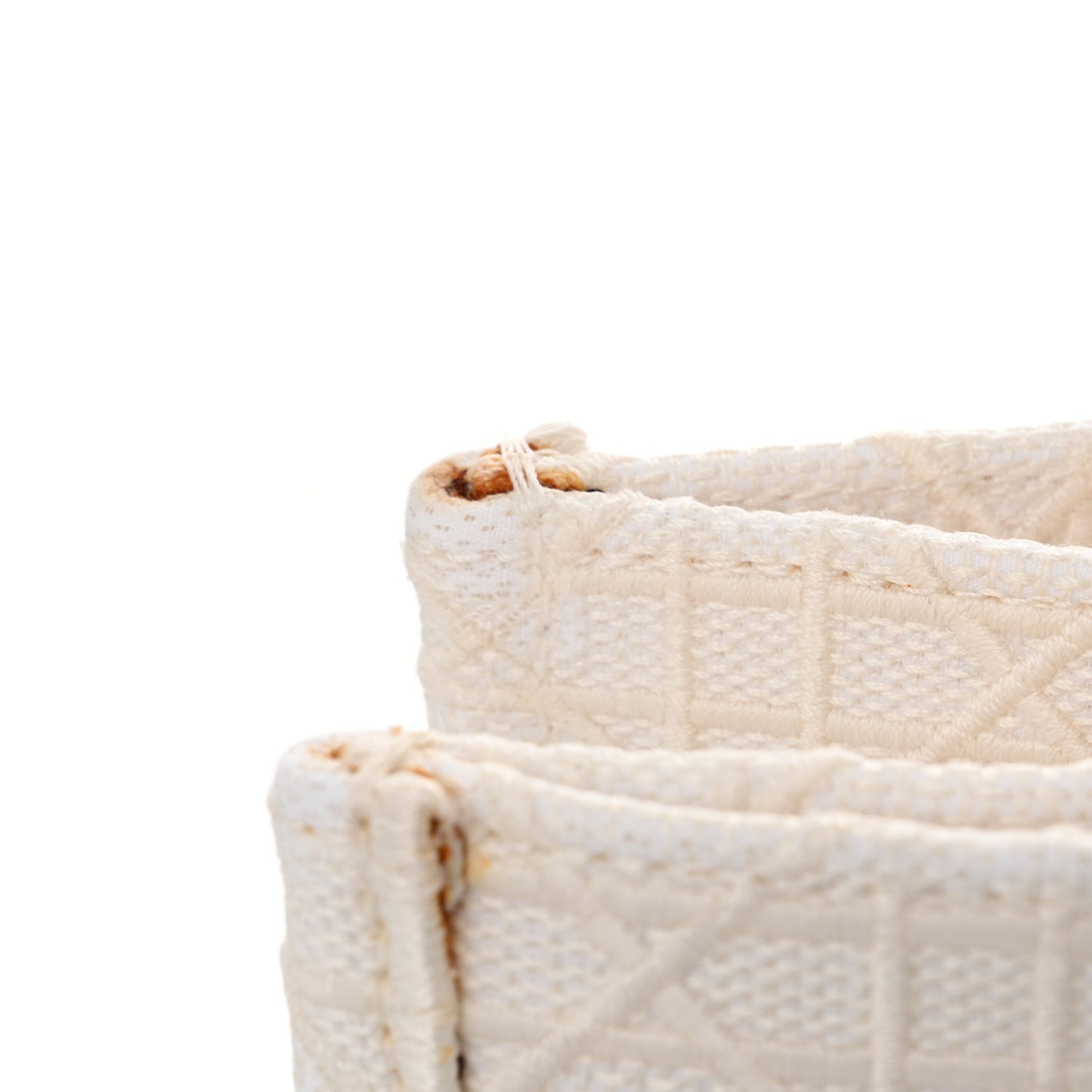 Canvas Embroidered Cannage Medium Book Tote White