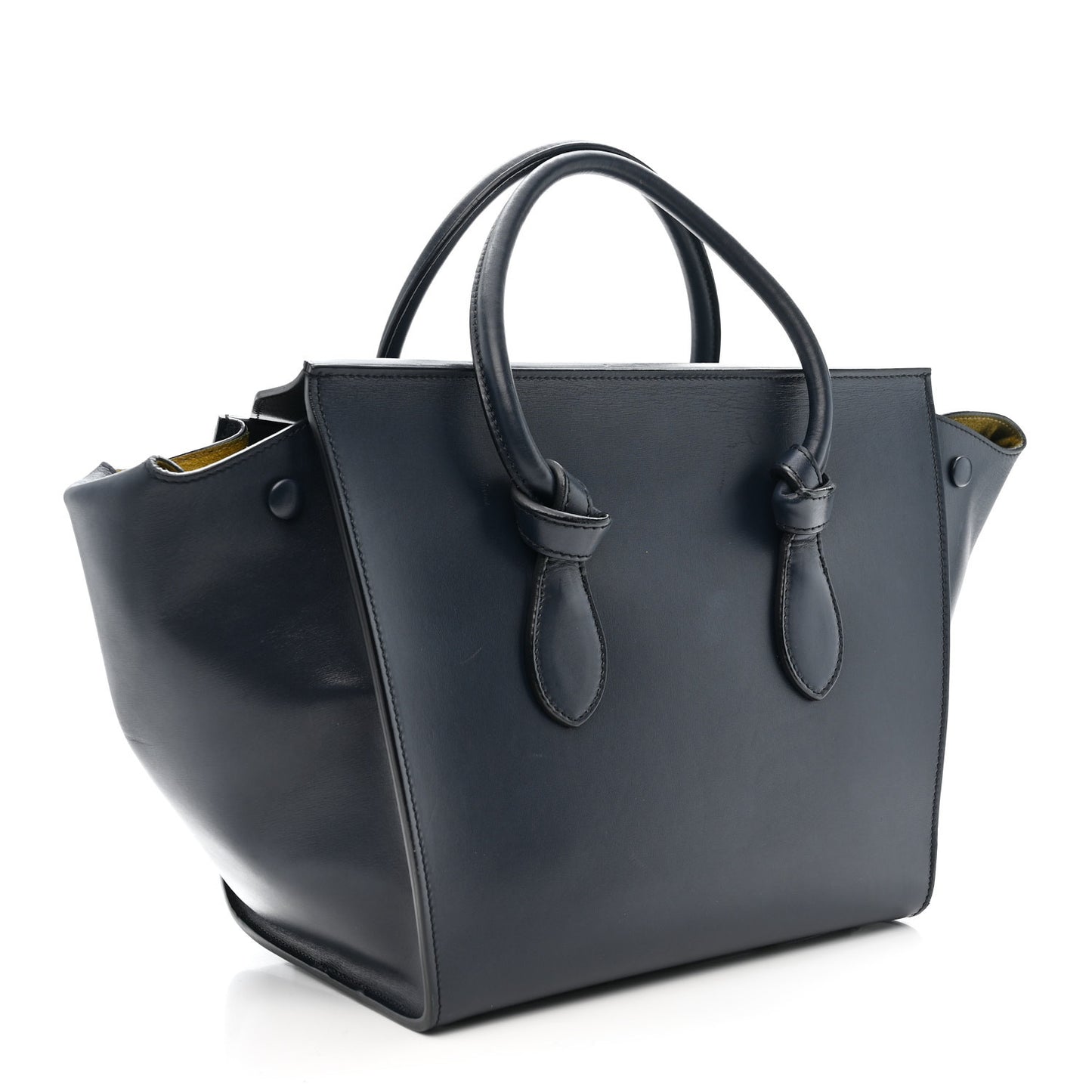 Palmelato Calfskin Mini Tie Knot Tote Navy Blue