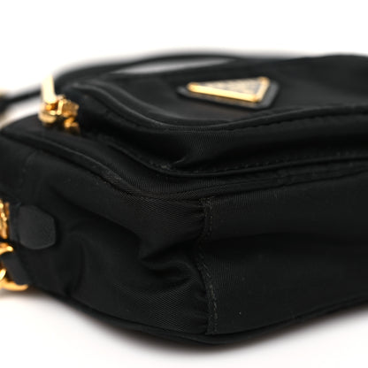 Prada Tessuto Nylon Saffiano Convertible Crossbody Wristlet Black 8 of 9