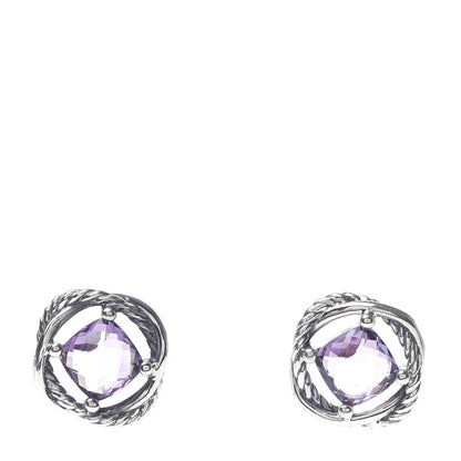 David Yurman Sterling Silver Amethyst 7mm Infinity Earrings 1 of 4