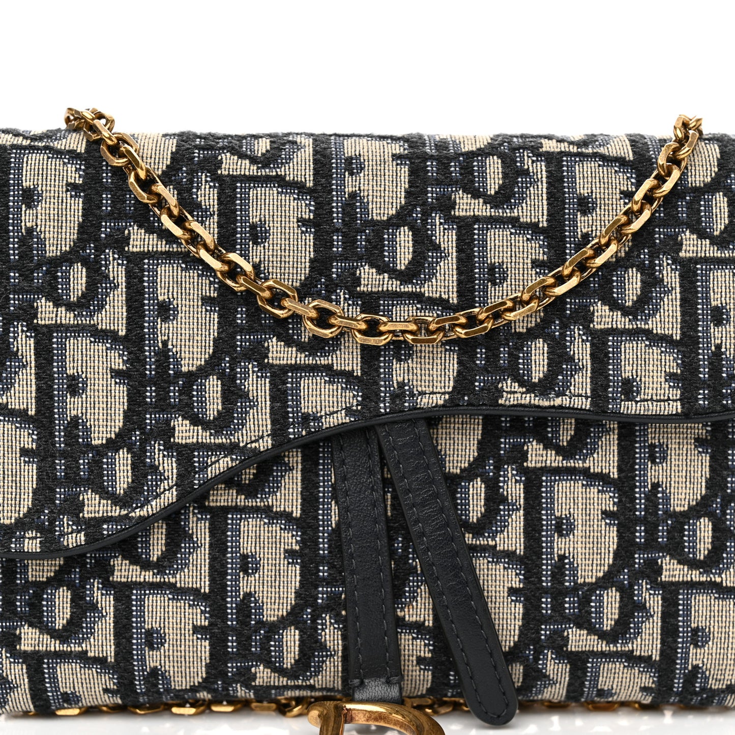Oblique Saddle Chain Long Wallet Blue