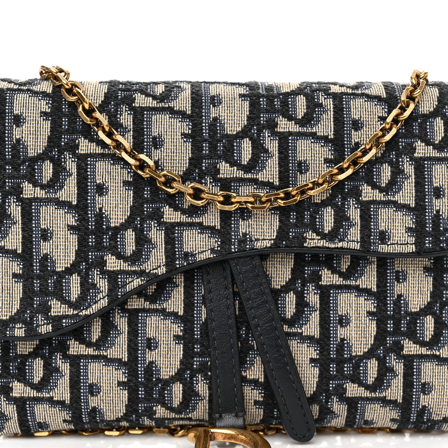 Christian Dior Oblique Saddle Chain Long Wallet Blue 9 of 12