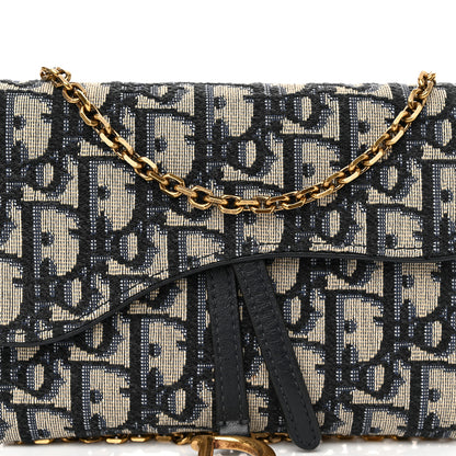 Christian Dior Oblique Saddle Chain Long Wallet Blue 9 of 12