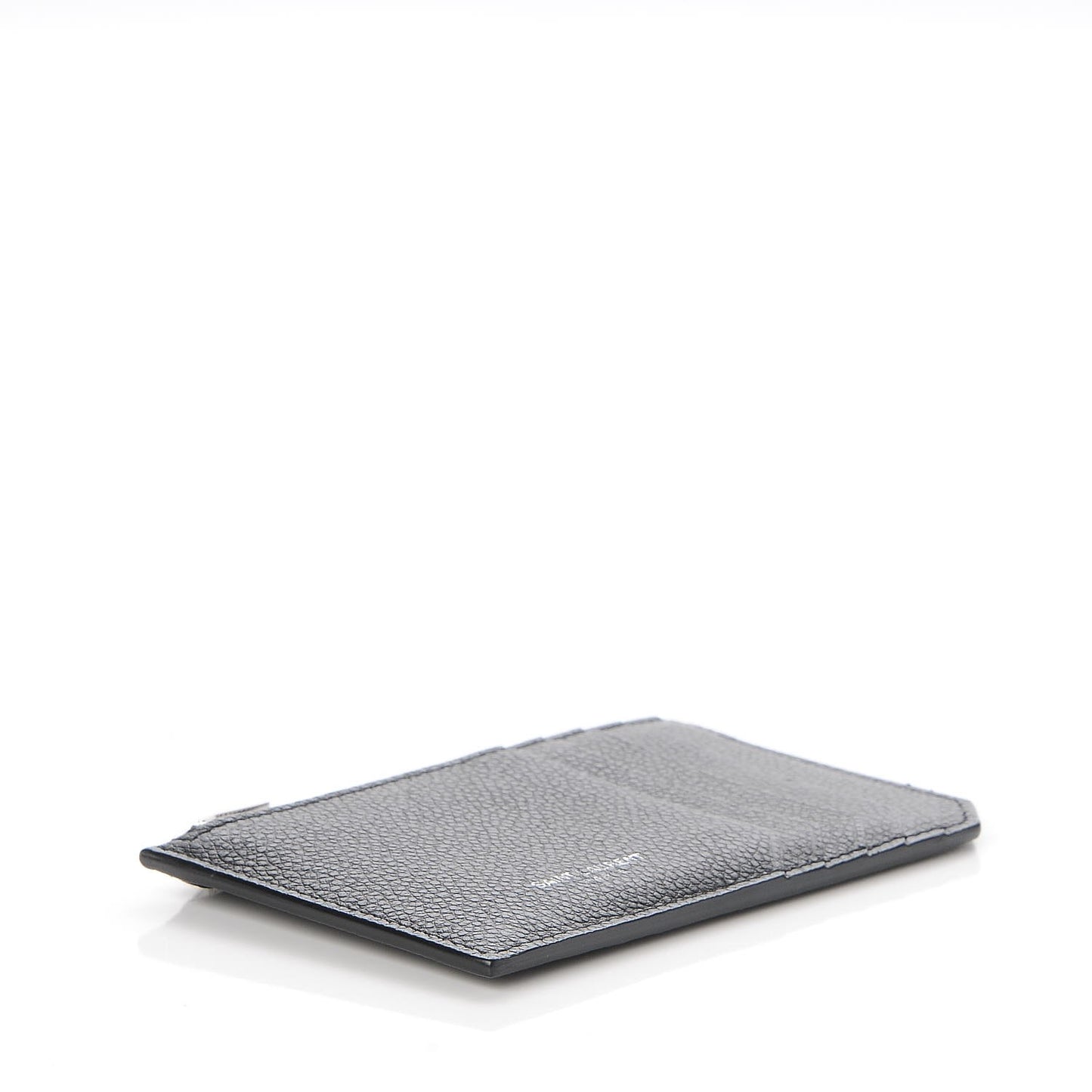 Grained Calfskin 5 Fragments Zip Pouch Card Holder Black