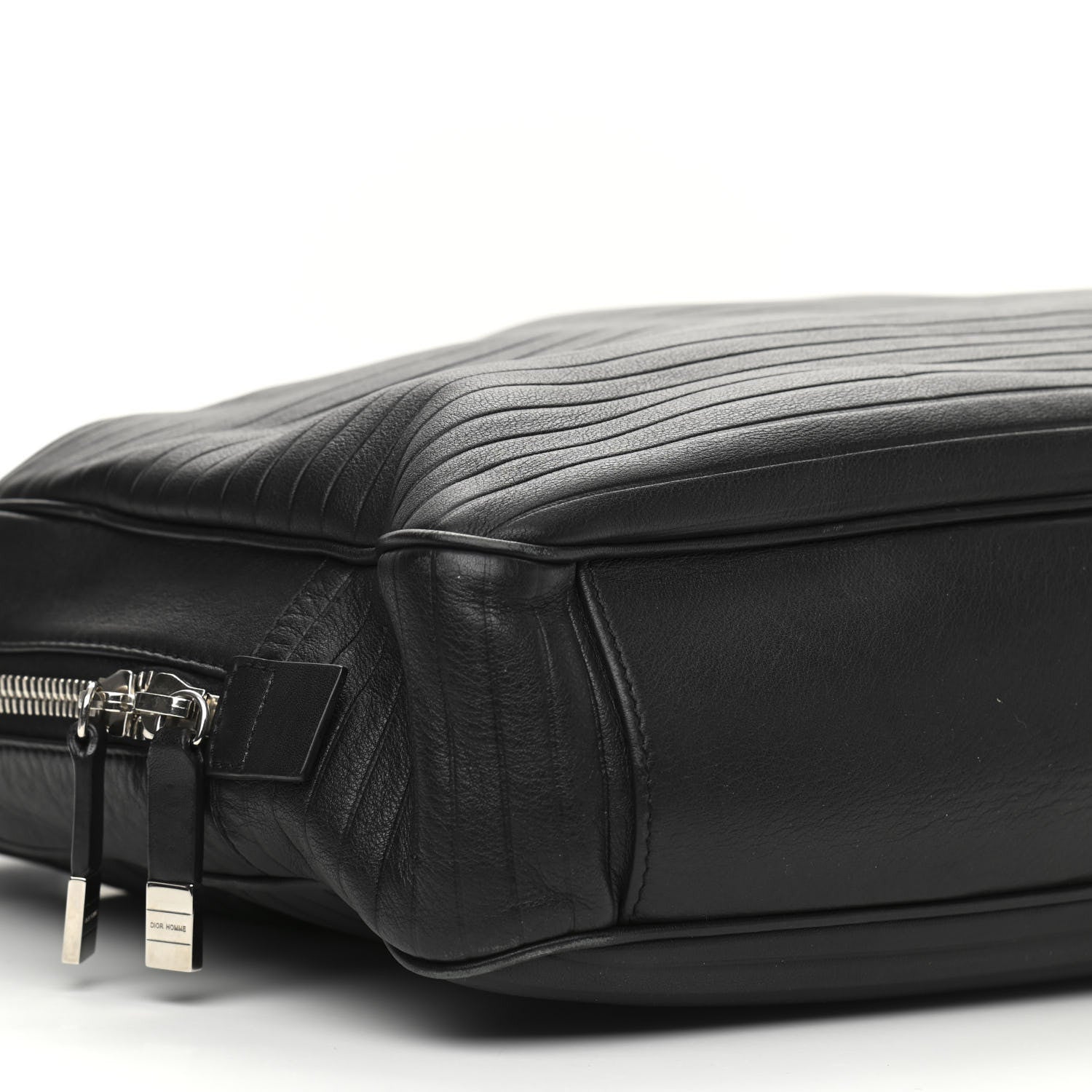 Christian Dior HOMME Calfskin Ribbed Briefcase Black 9 of 11