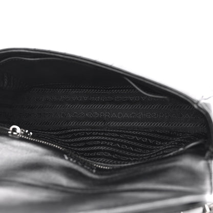 Prada Soft Calfskin Impunture Diagramme Small Chain Flap Shoulder Bag Black 5 of 13