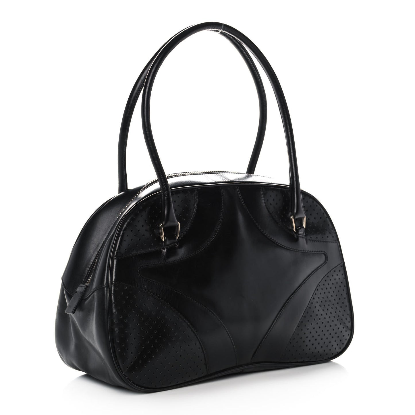 Vitello Drive Perforated Bowling Bag Black