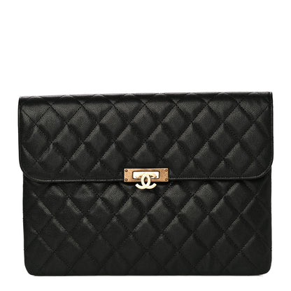 Chanel Caviar Quilted Medium Golden Class Pouch Black 1 of 9