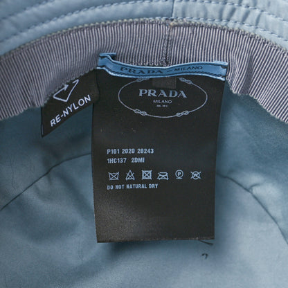 Prada Re-Nylon Metal Triangle Logo Womens Bucket Hat M Fiordaliso 8 of 9