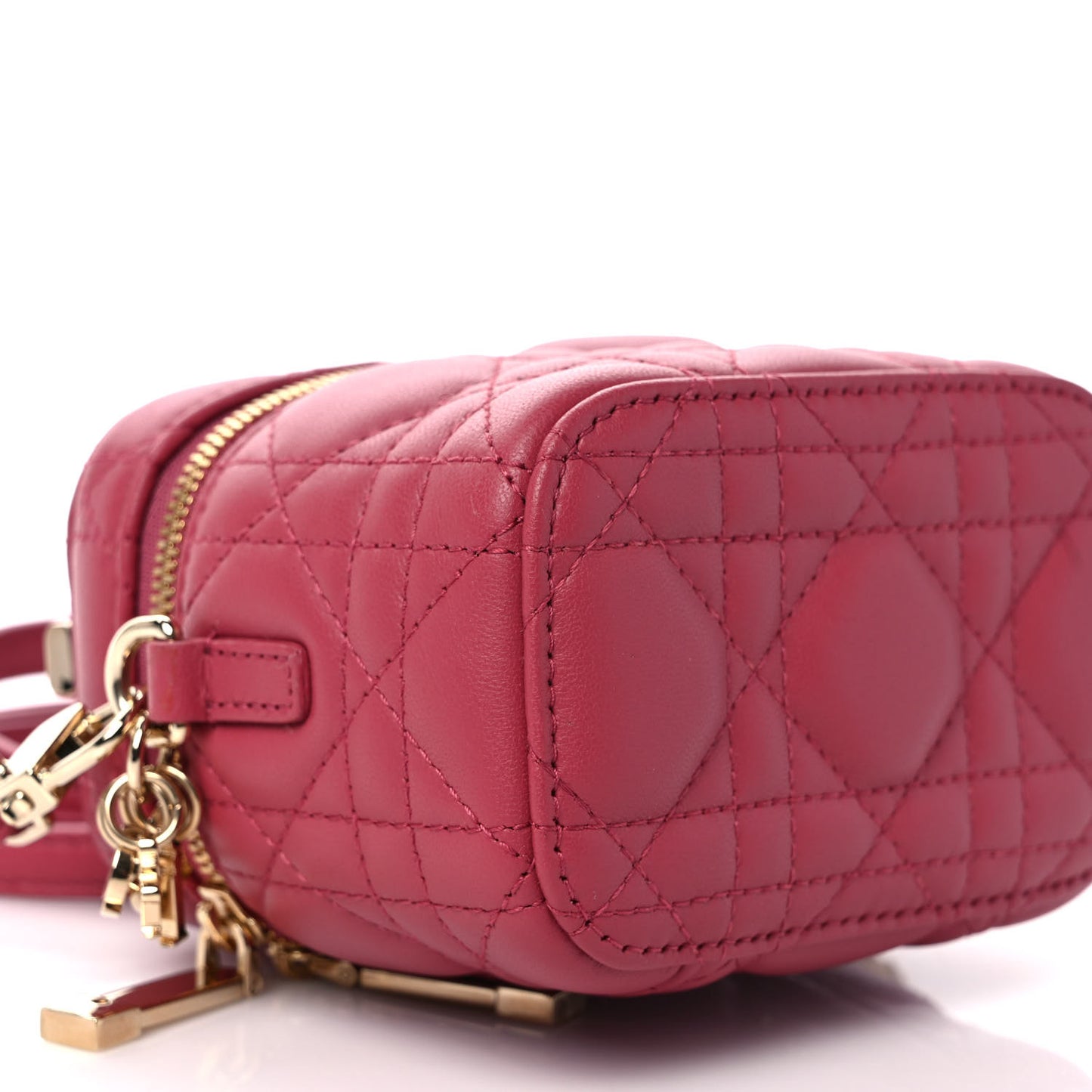 Lambskin Cannage Micro Vanity Case Strawberry Pink