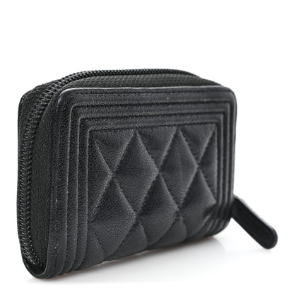 Chanel Caviar Quilted Boy Zip Around Coin Purse Wallet Black 3 of 8