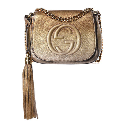 Gucci Metallic Pebbled Calfskin Small Soho Flap Crossbody Gold Ombre 1 of 20