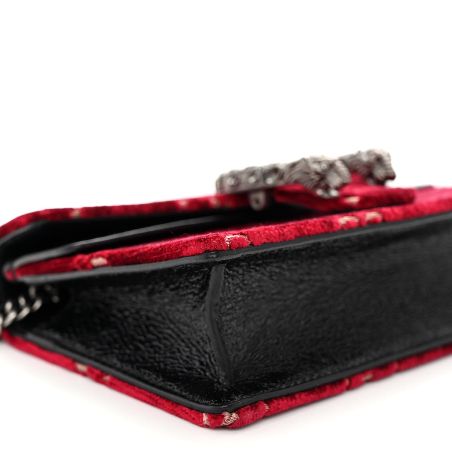 Gucci Velvet GG Monogram Super Mini Dionysus Shoulder Bag Red Cipria Black 8 of 12