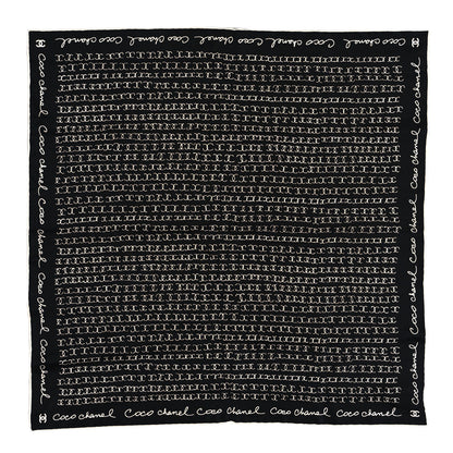 Chanel Silk CC Logo Scarf Black White 1 of 3