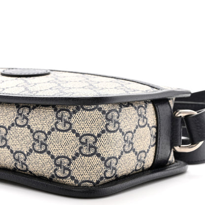 Gucci GG Supreme Monogram Textured Dollar Calfskin Mini Retro Interlocking G Shoulder Bag Beige Blue 10 of 11