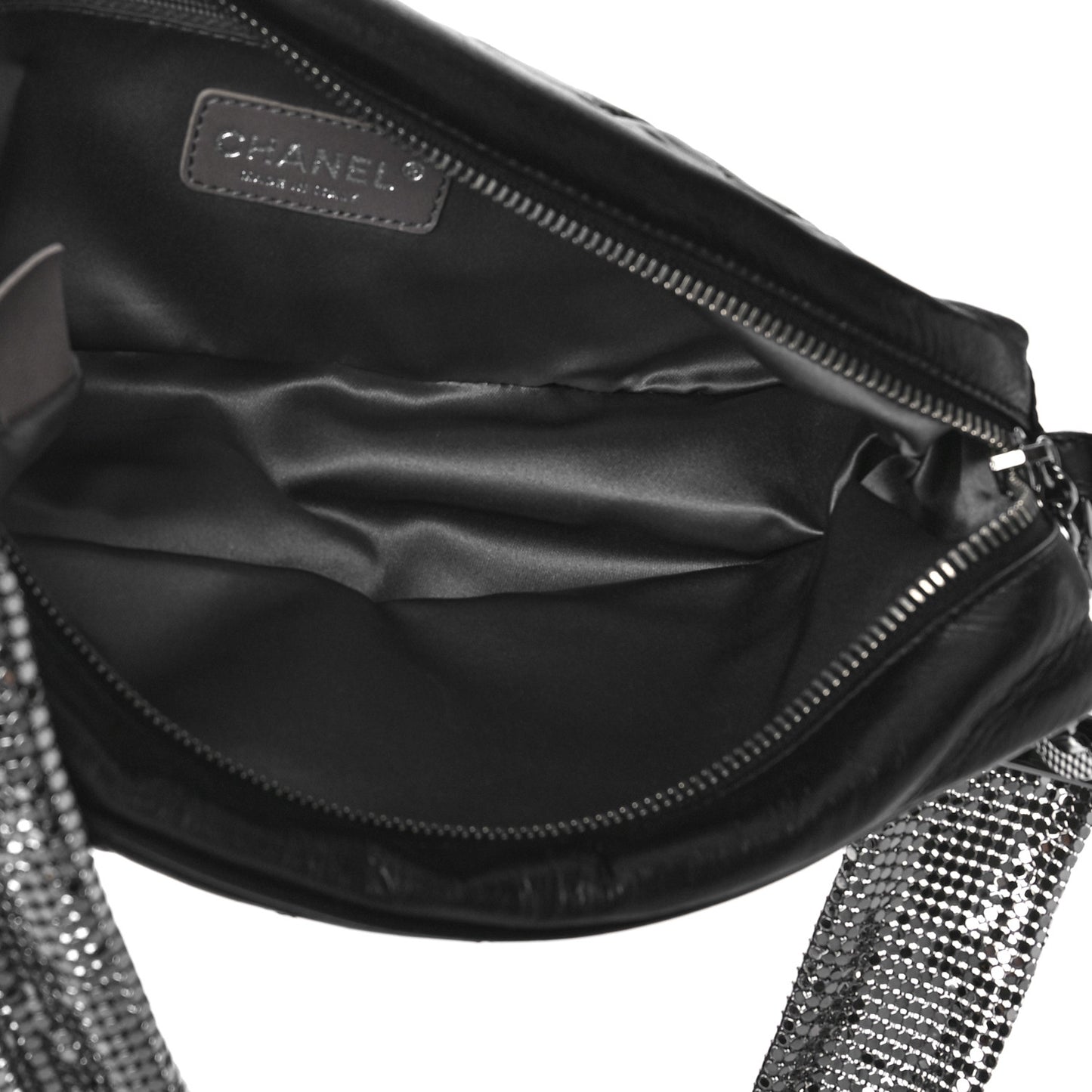 Lambskin Quilted Chain Mail Camera Case Black